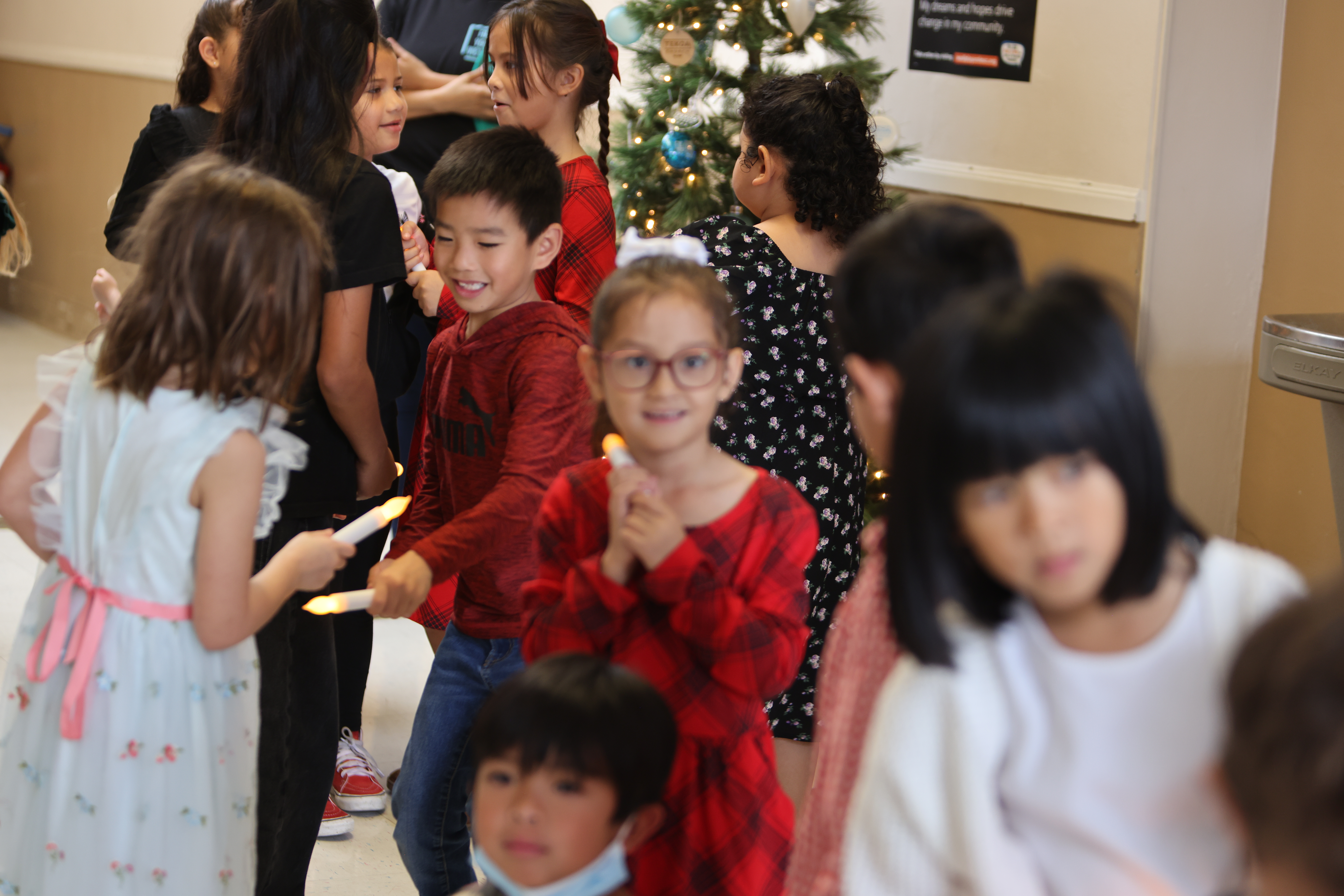 Families and kids gathering at Tekoa Church at Christmas